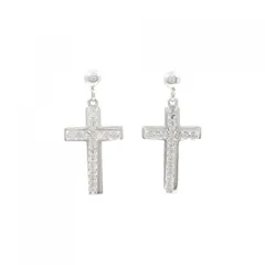 K18WG クロス ダイヤモンド ピアス 0.44CT