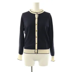 アナイ ANAYI シルク混 配色アンサンブル ニット カーディガン 38 ネイビー オフホワイト /ES ■OS