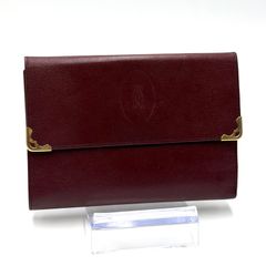 Cartier】マストライン 三つ折り財布 カーフレザー ボルドーワイン