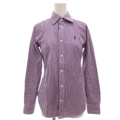ラルフローレン RALPH LAUREN ストライプシャツ 長袖 ポニー刺繍 ワンポイント 2 紫 パープル 白 ホワイト /GV