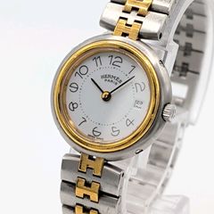 461 稼動 HERMES 時計 レディース クリッパー デイト ゴールド - メルカリ