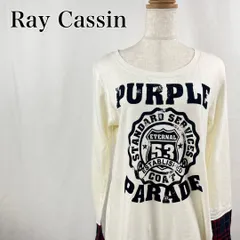 Ray Cassin　レイカズン　M　白　ホワイト　赤　レッド　ビッグプリント　レイヤード風　重ね着　長袖チュニックワンピ 3534