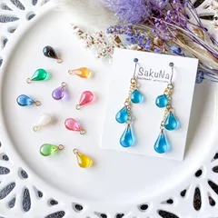 【推し色】  三粒の雫ピアス/イヤリング  【受注制作】  (ハンドメイドアクセサリー)