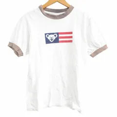 アンビル ANVIL ヴィンテージ 90s アメリカ製 グレイトフルデッド GRATEFUL DEAD リンガーTシャツ バンドTシャツ バンT カットソー リブ プリント デッドベア 熊 星条旗 国旗 バイカラー 半袖 白×茶 ホワイト×ブラウン Mサイズ