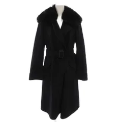 ユナイテッドアローズ UNITED ARROWS ロングコート カシミア混 襟フォックスファー 36 紺 ネイビー ベルト付き /GV