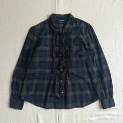 希少　〜00s　archive　アーカイブ古着　RALPH LAUREN　ラルフローレン　チェック柄　長袖コットンシャツ　フリルブラウス　ワンポイント裾ポニーロゴ刺繍　160　S～M相当　checked pattern L/S frill shirt　Y2K