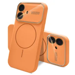 【在庫処分】iPhone 16 用 ケース シリコン MagSafeに対応 カメラレンズ保護 ワイヤレス充電対応 耐衝撃 米軍規格 さらさら手触り アイフォン16スマホケース マグネ 高耐久性 指紋防止 滑り止め 傷付き防止（オレンジ）