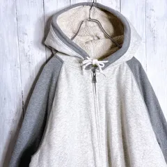 【入手困難】OLD NAVY 裏ボア グレー × ホワイトグレー フルジップパーカー #t64