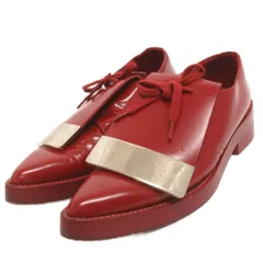 マルニ MARNI レースアップシューズ メタルプレート ポインテッドトゥ レザー 赤 レッド 38 ■TCのサムネイル