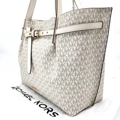 【極美品】Michael Kors マイケルコース トートバッグ　ハンドバッグ  ショルダーバッグ ハンドバッグ PVC レザー 革 ホワイト 白色 総柄 A4収納可能 ユニセックス 男女兼用 メンズ レディース