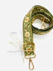 ショルダーストラップ〖グリーン〗インド刺繍リボン