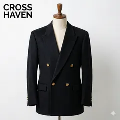 CROSS HAVEN カシミヤ100% ダブルジャケット ヴィンテージ 黒 S