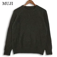 MUJI 無印良品 秋冬 ウール100％★ セーター クルーネック ニット Sz.XL メンズ 黒