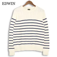 EDWIN エドウィン 通年 コットン★ ボーダー セーター ニット Sz.M メンズのサムネイル