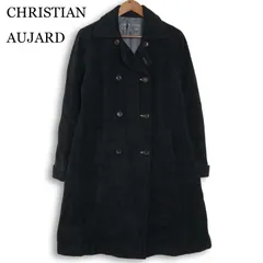 CHRISTIAN AUJARD クリスチャンオジャール 秋冬★ アンゴラ ウール ロング コート Sz.11AT レディース 黒のサムネイル