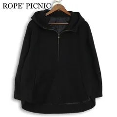 ROPE' PICNIC ロペピクニック 秋冬★ フーデッド ジップアップ ブルゾン ジャケット Sz.38 レディース 黒