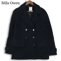 Mila Owen ミラオーウェン 秋冬★ 裏地ストライプ P コート ピーコート Sz.1 レディース 紺のサムネイル