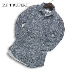 R.P.T RUPERT ルパート 春夏 麻 リネン100％★ 花柄 フラワー総柄 7分袖 スリム シャツ Sz.L メンズのサムネイル