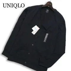 未使用品★ UNIQLO ユニクロ 春夏 エアリズム UVカット カーディガン 羽織り Sz.XL　メンズ 黒 大きいサイズ
