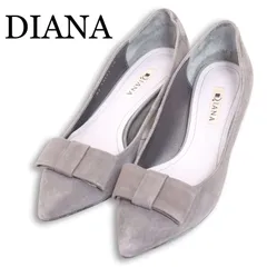 DIANA ダイアナ 秋冬 リボン★ スウェード パンプス Sz.24　レディース グレー