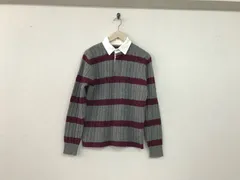 本物ビームスプラスBEAMS+PLUSウールニット長袖ポロシャツメンズサーフアメカジミリタリービジネススーツモードドレスゴルフグレーピンクS