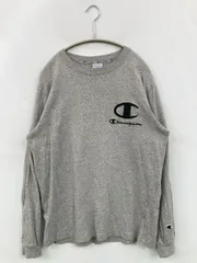 Champion チャンピオン Tシャツ/カットソー LARGE グレー ブランドロゴ 刺繍 ミドル丈 長袖 クルーネック(丸首)