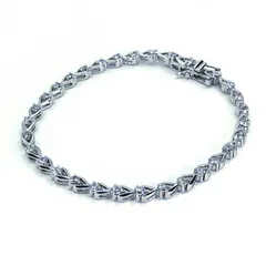 【美品】レディース テニスブレスレット／SV925・※石材質不明／シルバー