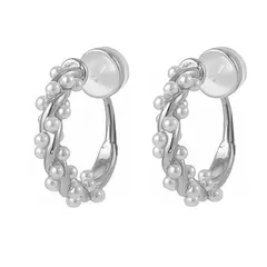 パール イヤリング ノンホールピアス フープイヤリング レディース 痛くないイヤリング (シルバー) 0