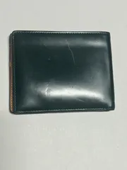 【中古】 二つ折り財布 コードバン ベジタブルタンニンレザー グリーン メンズウォレット