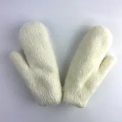 新品 女性用 ふわもこ シャギー ミトン手袋 ホワイト