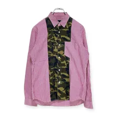 【古着】Collective コレクティブ ギンガムチェック×迷彩 切り替え 長袖 シャツ L カモフラのサムネイル