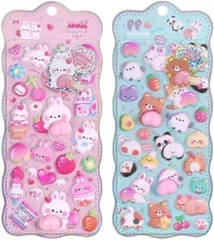 2枚セット　シール 3d 立体 ぷくぷく おしりシール DIY お尻 動物ステッカー 子供 大人 女の子 手帳用 ステッカー 装飾 電話ケース 貼り付け可能 デコレーション 手芸用品