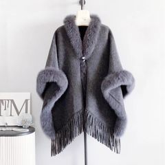 新品タグ付 SAGAFURS サガファー カシミヤ100% ファー付ポンチョ