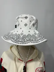 白 ベイズリー バケットハット 帽子