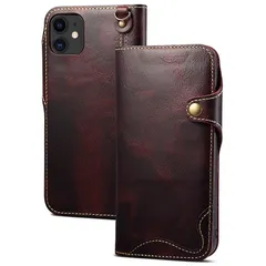 【新品】 iPhone12 /iPhone12Pro 対応 ケース 手帳型 6.1インチ おしゃれ 薄型 耐衝撃 ストラップ カード収納 磁石スナップ付き スマホカバー(ワインレッド) 0