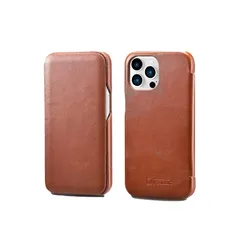 【新品】 iPhone13ProMax用 手帳型ケース 6.7インチ 本革 牛革 ビンテージレザー カバー マグネットタイプ ブラウン 【日本正規代理店品】 カバー