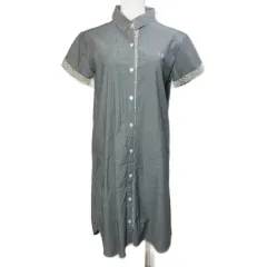 フレッドペリー FRED PERRY シャツワンピース 花柄 ひざ丈 半袖 ワンポイント刺繡 8 S相当 グレー /X