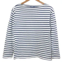 セントジェームス SAINT JAMES バスクシャツ カットソー ボーダー 長袖 フランス製 ボートネック S ホワイト ネイビー /X