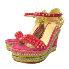 クリスチャンルブタン Christian louboutin マドモニカ MADMONICA スタッズ サンダル ウェッジソール ピンク 34 約21cm IBO90