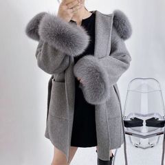 新品！石井毛皮 u-big ウールダブルフェイスフーディーFOXカフス