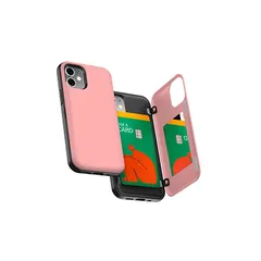 【新品】 Goospery iPhone 12 Mini (5.4 inches) ケース 背面 カード 収納 マグネット式 バンパー カバー (ピンク) IP12M-MDB-PNK 1
