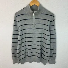 Eddie Bauer エディーバウアー ハーフジップニット ボーダー グレー XLサイズ 古着 シンプル アメカジ シティーボーイ