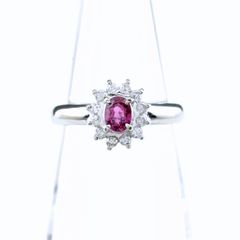 Pt900 可愛いっ❤︎ お花のダイヤ・ルビーのリング キラッキラの美品 