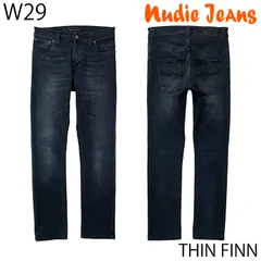 【USED／W29】NUDIE JEANS THIN FINN スリムフィット ウォッシュドブラック
