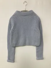 LE CIEL BLEU ルシェルブルー ニット/セーター 38 スカイブルー コットン ニット 無地 ショート丈 長袖 タートルネック/ハイネック