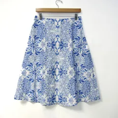 マッキントッシュロンドン スカート ボトムス フレア 花柄 日本製 未使用品 レディース 40サイズ 水色×白 MACKINTOSH LONDON