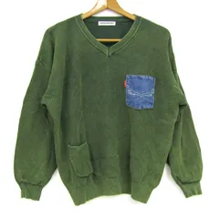 ロデオクラウンズ ニット トップス 長袖 Vネック セーター デニムポケット レディース FREEサイズ グリーン Rodeo Crowns 【中古】