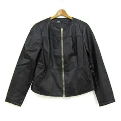 ザラ ブルゾン ジャケット アウター フェイクレザー 大きいサイズ レディース XLサイズ ブラック ZARA 【中古】