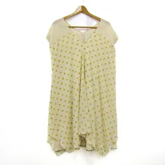 スナオクワハラ ワンピース トップス フレア ドット柄 フレンチスリーブ レディース Mサイズ ベージュ sunaokuwahara 【中古】
