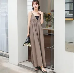 送料無料 ジャンパースカート キャミソールワンピース サロペット スカート レディース 夏 マーメイド ロングワンピース オールインワン ジャンスカ 無地 キャミワンピ ゆったり ノースリーブ　 細見え着痩せ 体型カバー マタニティカジュアル 秋 夏旅行